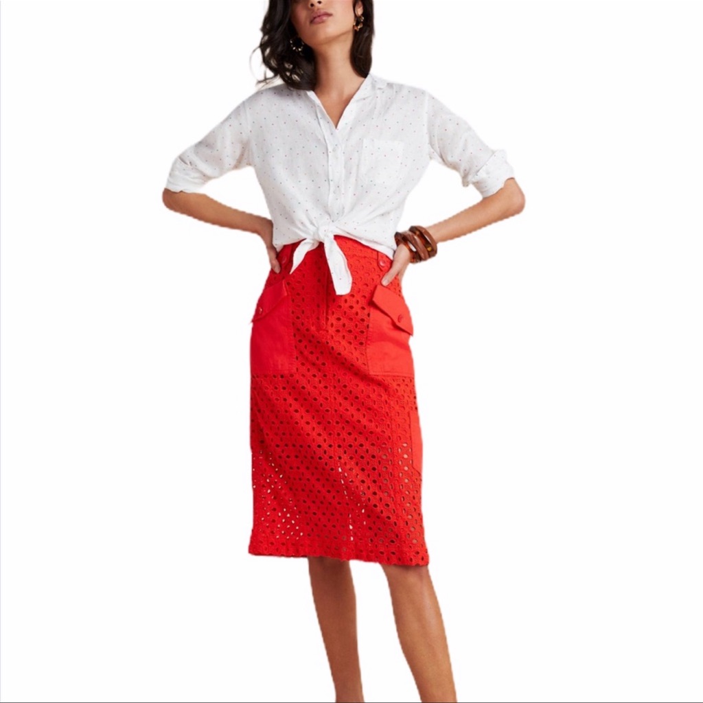 Anthropologie Tanya Eyelet Midi Skirt Nwot Sz 10